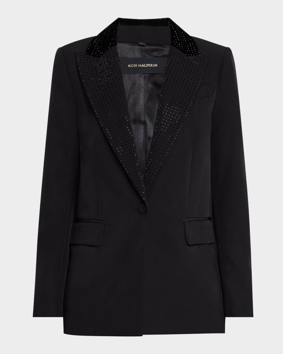 Kenny Single-Button Rhinestone Twill Jacket